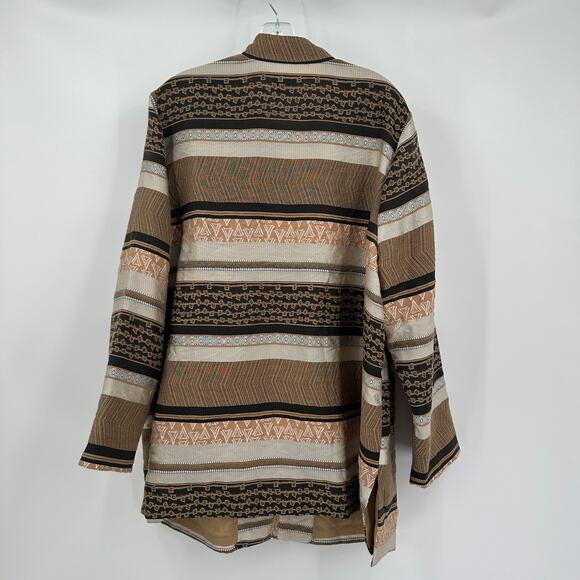 Maggie Barnes Womens Jacket Size 1X Brown Boho Southwest Tribal Print Artsy - Picture 2 of 7